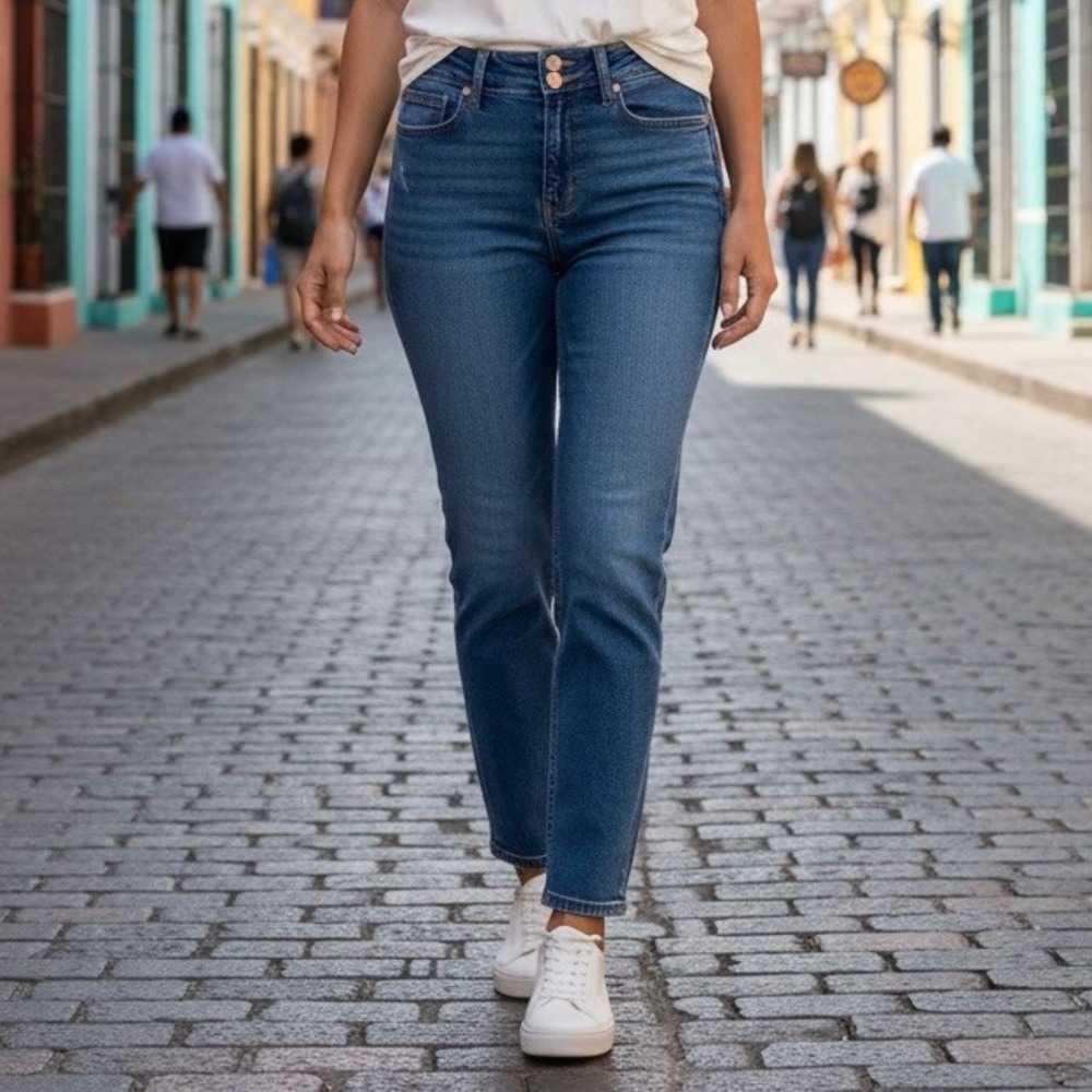 Cabi Jeans Womens Size 6 The Punch Skinny Blue Distressed‎ Stretch Denim